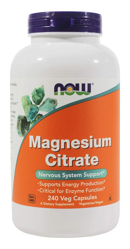 Citrato De Magnésio 400mg Now Foods Magnesium Citrate 240cap Sabor Sem sabor