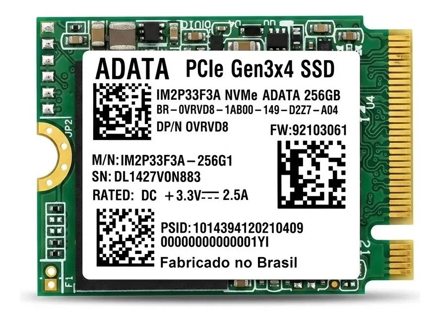 SSD NVMe ADATA 256GB PCIe Gen3x4 M.2 2230 para console
