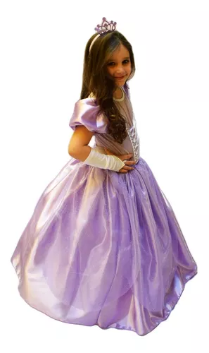 Fantasia Vestido Princesa Sofia Luxo Infantil Com Luvas