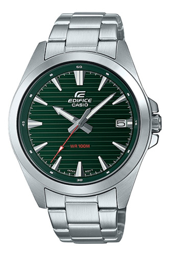 Reloj Casio Edifice Efv-140d-3avudf Hombre Color de la correa Plata Color del fondo Verde