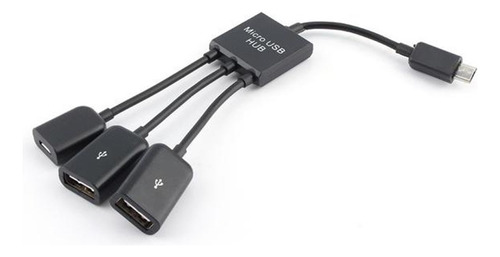 3 En 1 Micro Usb Hub Macho A Hembra Doble Usb 2.0 Host Otg