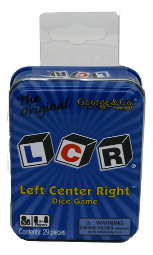 Lcr Left Center Right Dice Juego - Blue Tin (2)
