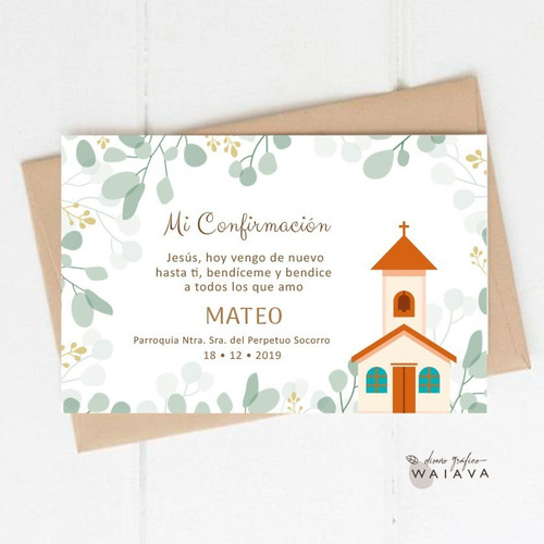 Imagen 3 de 10 de Estampas Confirmación Tarjetas Nenes Horizontal X 3u