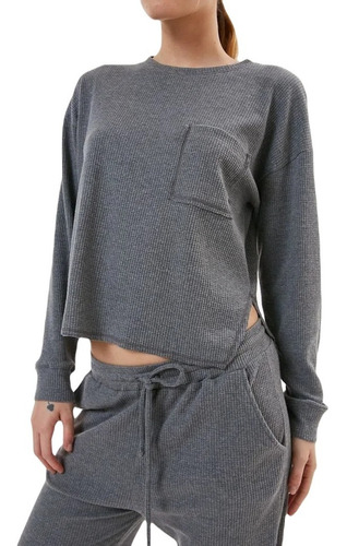 Buzo Crop Liviano Furzai Mujer Comodo Mujer Liviano Gris 