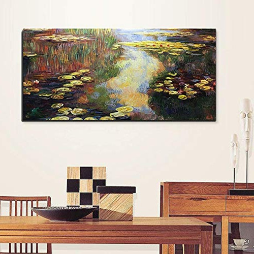 Quadro Pintura Tela Pond Lotus Contemporânea Decorativo 5372