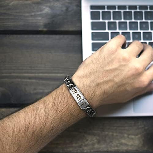 Krfitya Pulsera De Cuero Trenzado, Ojo Egipcio De Horus Ankh
