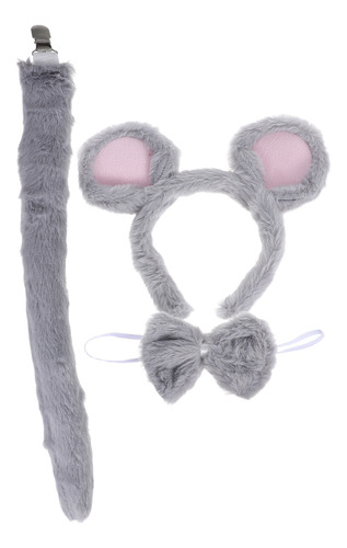 Set De 3 Diademas De Felpa Con Forma De Rata, Pajarita Y Col