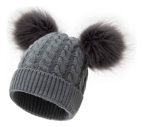 Boo Gorro Con Pompones Dobles, Tejido En Invierno, Para