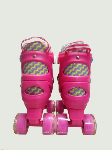 Patines Niñas 4 Ruedas Luces T 34 Al 37 Casco Y Accesorios 