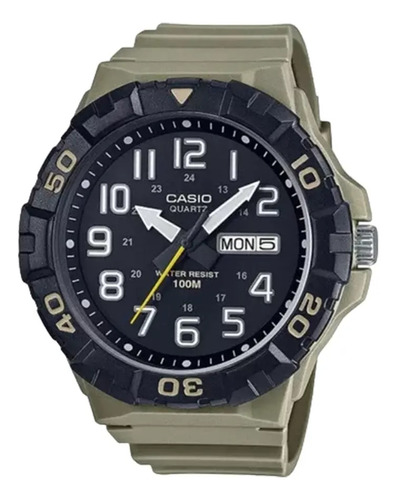 Reloj Casio Hombre Malla Verde Claro Esfera Negra Febo