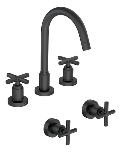 Kit Misturador E 02 Acabamentos Duna Black Matte Deca