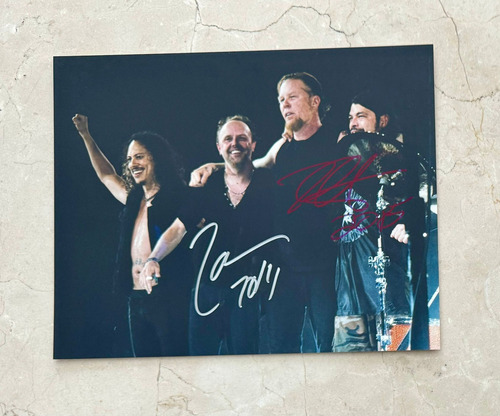 Foto Firmada Lars Ulrich Y Kirk Hammett Metallica