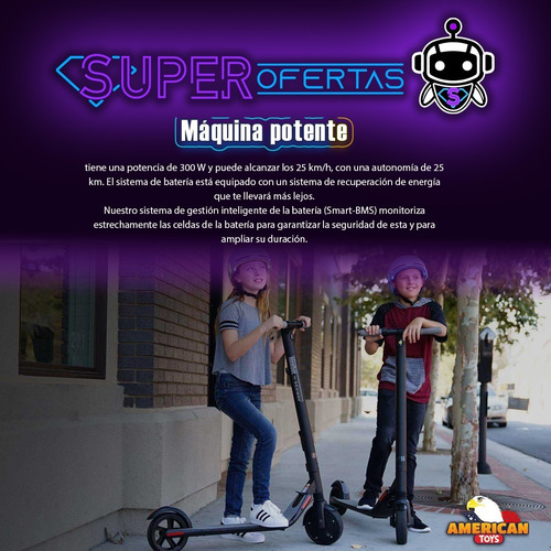 American Toys Scooter Eléctrico Maxg30lp + Luz Led