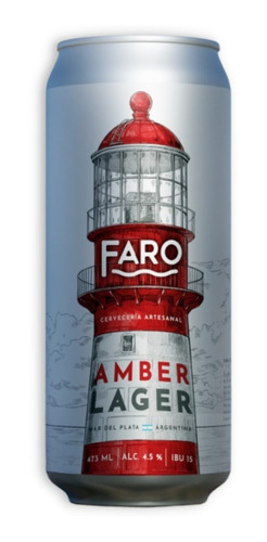 Faro Cerveza Artesanal Amber Lager Lata 473ml