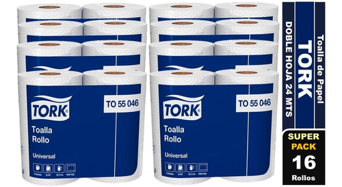 Toalla Rollo De Papel Tork Doble Hoja 16 Rollos