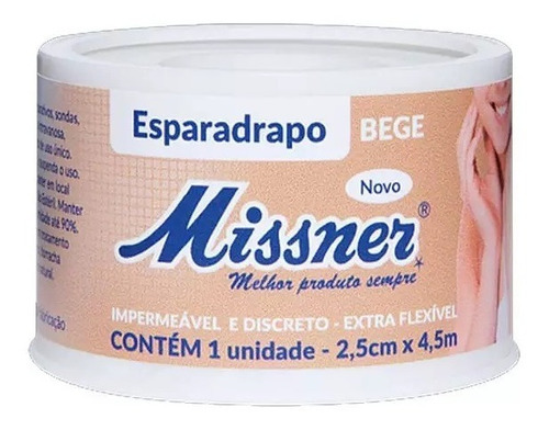 Esparadrapo Impermeável Bege Missner 2,5cm X 4,5m