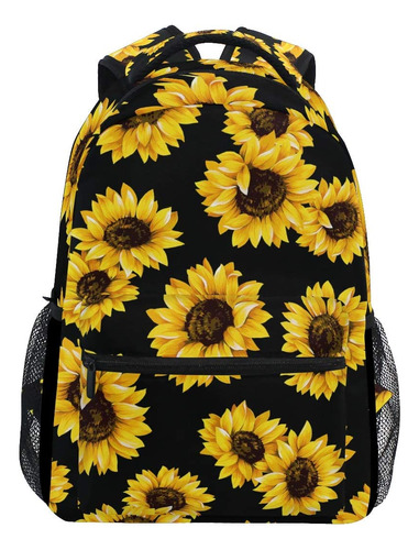 Mochila Fl Con Estampado De Girasol Para Mujer, Portát...