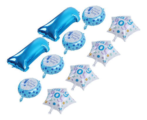 Globos Azules De Primer Cumpleaños, 10 Unidades, Tema De Col