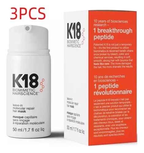 K18 Hair Mask 50 Ml Hidratación De Cabello 3 Unidades