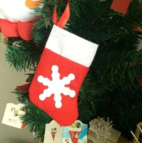 10 Unids Calcetines Navideños Decorativos Navidad Copo Nieve