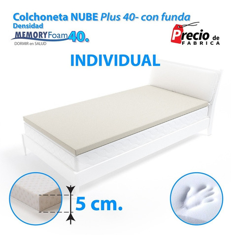 Topper Memory Foam - 5cm Individual Con Funda