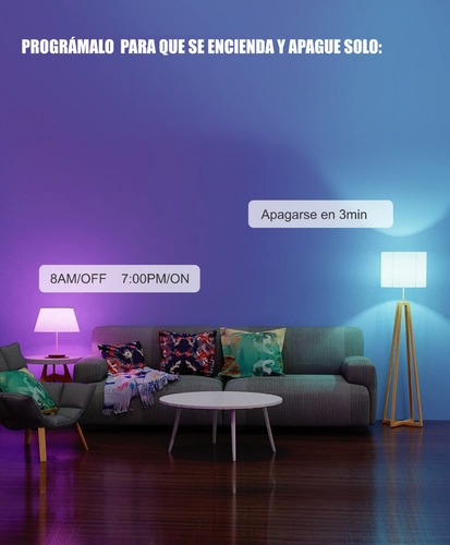 Imagen 3 de 8 de Bombillo Wifi Inteligente Rgb Google Assistant Alexa Siri