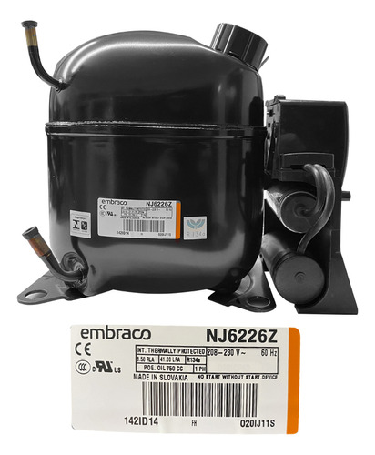 Compresor Embraco 1 1/4 Hp R134a 208-230v 60 M/alta Presión