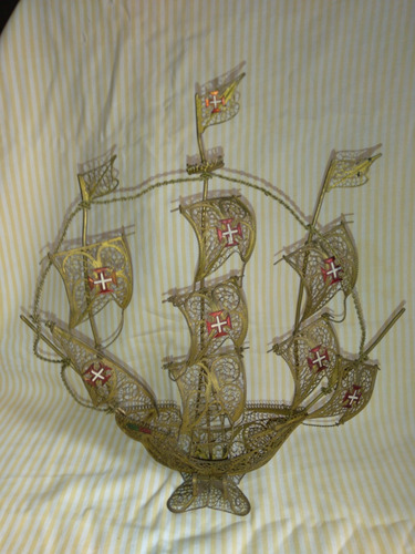 Barco Fragata Caravela Escultura Antiga Ferro De Portugal (Usado)