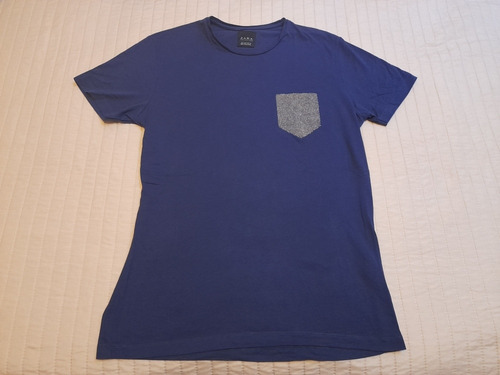 Remera Zara Algodón Talle L Mujer Azul Marino