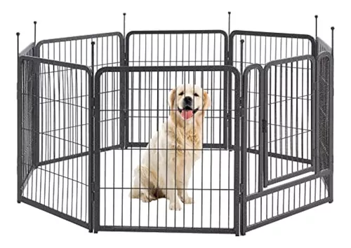 Corralito de metal para perros de 16 paneles de 32 pulgadas de altura,  corral de ejercicio con 2 puertas para perros pequeños/medianos/medianos,  patio