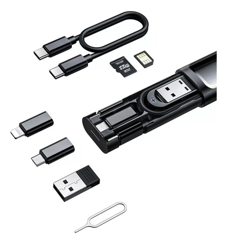 Estuche Con Cable Multifuncional Tipo C, Micro Y Lightning