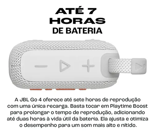 JBL Caixa De Som Go 4 à Prova D'água - Cor Branca | Parcelamento