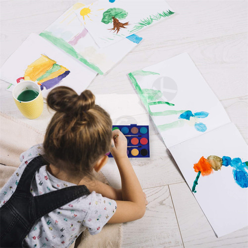 Kit Acuarela Solida Con Pinceles Uso Escolar Arte 21 Colores