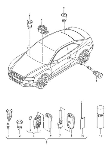 Kit De Llaves Y Cilindros Original Nuevo Audi A5 2011-2017