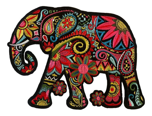 Parche Elefante Bordado Multicolor Tamaño Grande 