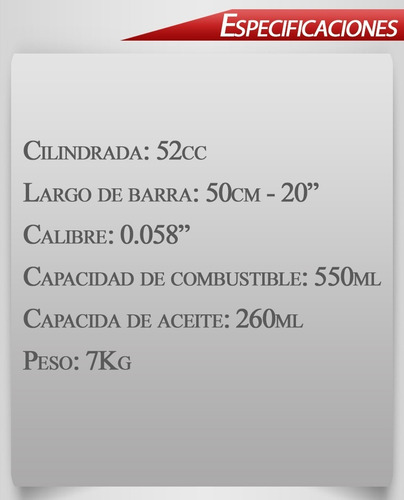 Motosierra Thundertrimm 52cc Color Gris