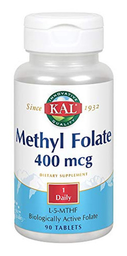 Suplemento Acido Folico  Kal 400 Mcg Metilfolato Tabletas, 9