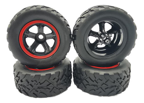 4 Piezas De Neumáticos De Rueda De Coche Rc Para Negro Rojo