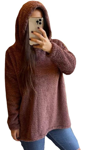 Imagen 8 de 8 de Buzo De Peluche Abrigo Hoodie Oversize Super Abrigado A81