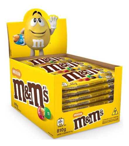 Confeito M&m's Chocolate Amendoim 45g Mars 18 Unid 18x45g Mm