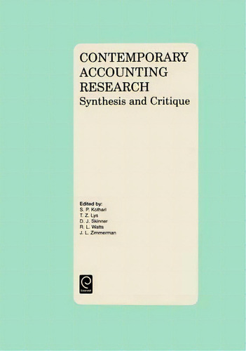 Contemporary Accounting Research, De S. P. Kothari. Editorial Emerald Publishing Limited, Tapa Dura En Inglés