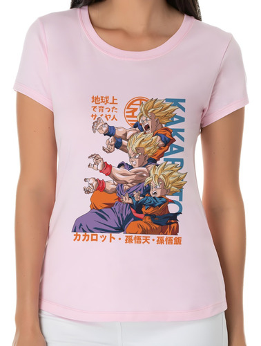 Camiseta Baby Look Feminina Dragon Ball Z Família Z