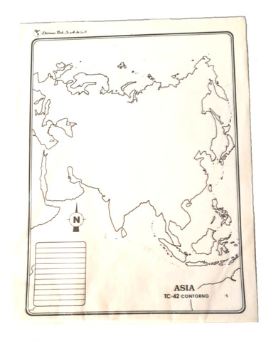 Mapa Asia Contorno T/carta C/100 Pzs