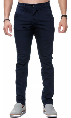 Calça Jeans Masculina Barata Sarja Alfaiataria Slim Azul