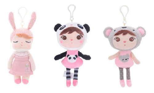 Kit 3 Boneca Metoo Angela Panda Coelha Chaveiro Original