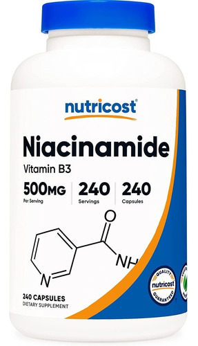 Niacinamida Vitamina B3 Concentrada 500 Mg Nutricost 240 Cap