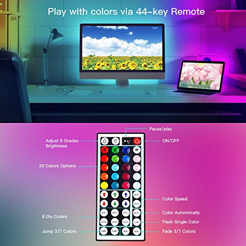 Hqvoic Tira Luz Led Rgb 5050 Cinta Kit Color Mando Para