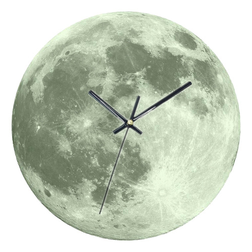 Mb Reloj De Pared Gris Luminoso Con Forma De Luna,