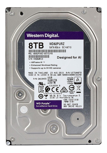 Imagen 2 de 2 de Disco duro interno Western Digital WD Purple WD82PURZ 8TB púrpura