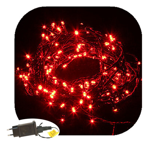 Cordão 100 Led Fixo Prova D'água 9,5m Bivolt 31v Vermelho+4c Cor das luzes Vermelho 110V/220V